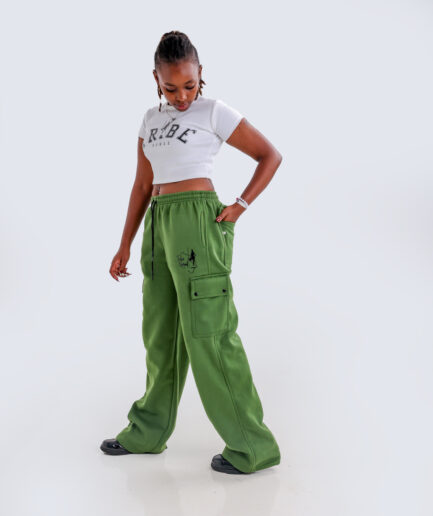Women Cargo Sweatpants + Crop Tee